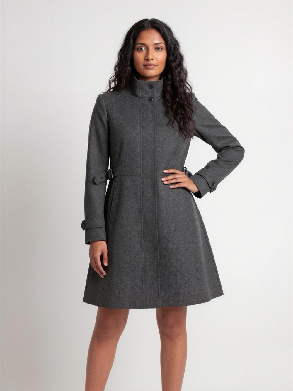 Kirkland Signature Gray Trench Coat with Buckle Details Size M